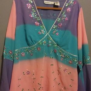 Denim 24/7 Multi color top embroidered